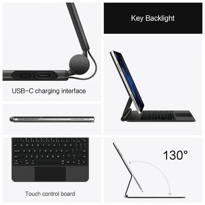 Magic Keyboard for iPad with backlit keys, multi-touch trackpad, and floating design - Gadgets Bolt