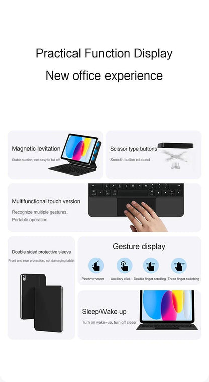 Magic Keyboard for iPad with backlit keys, multi-touch trackpad, and floating design - Gadgets Bolt