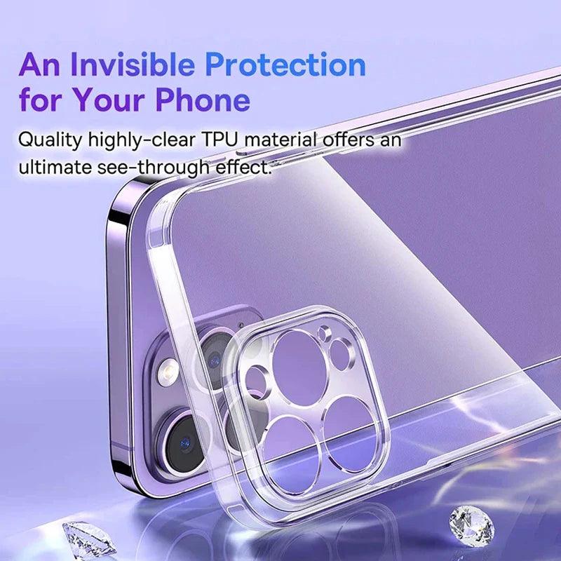 Clear phone case for iPhone with shockproof protection and slim, transparent design - Gadgets Bolt