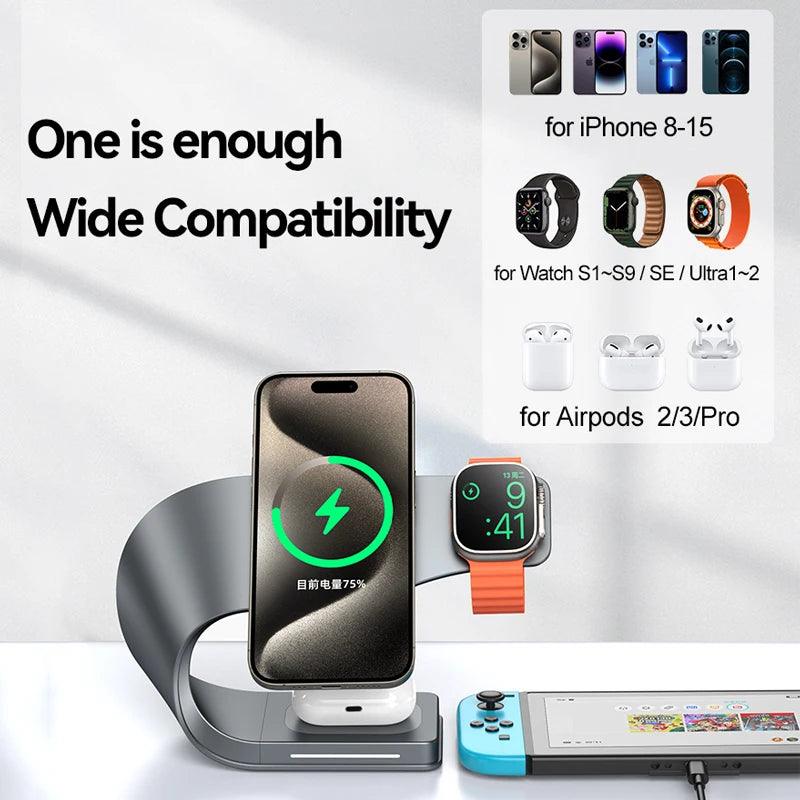 4-in-1 wireless charger for iPhone, AirPods, Apple Watch, and other devices - Gadgets Bolt