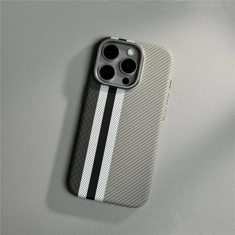 Carbon fiber MagSafe case with slim design and magnetic charging compatibility for iPhone - Gadgets Bolt