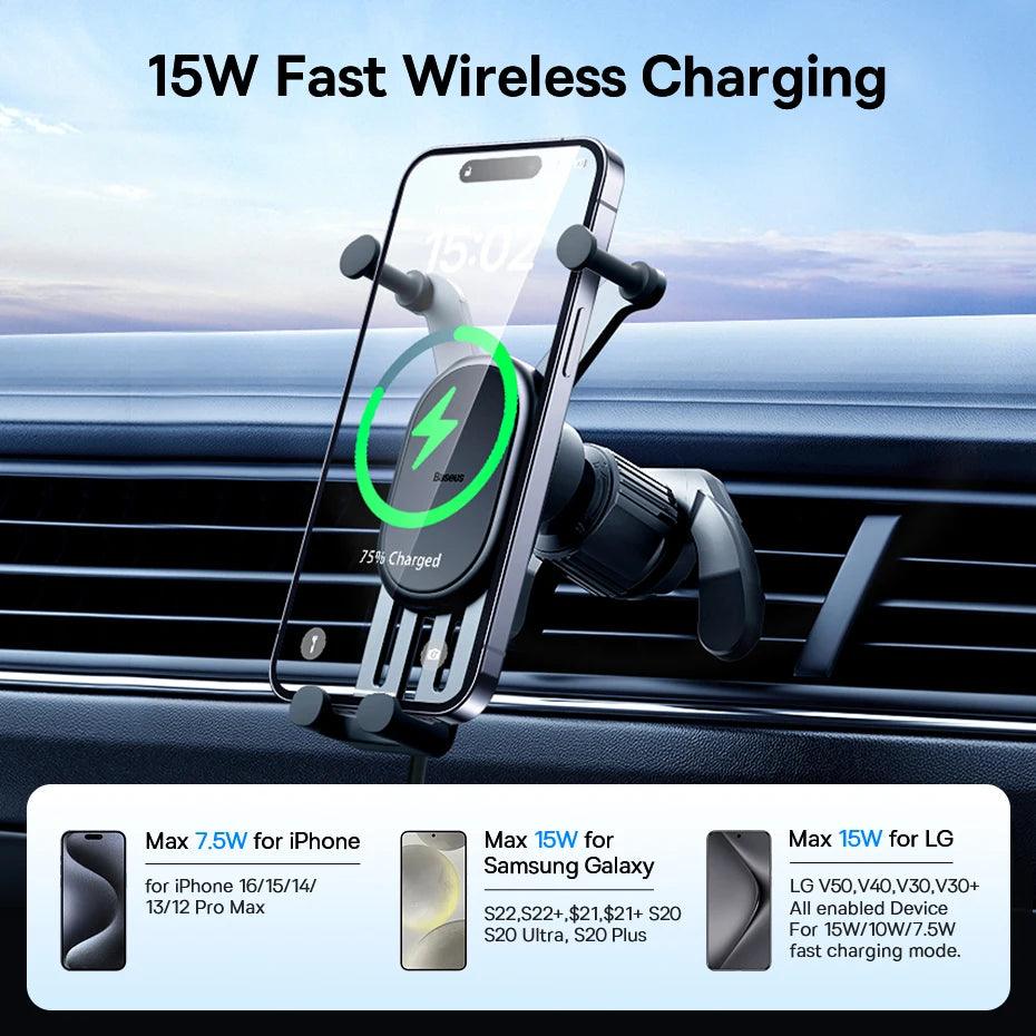 Wireless Car Charger, Car Phone Holder, Phone Mount, Wireless Charging Pad, Car Accessories, Mobile Holder