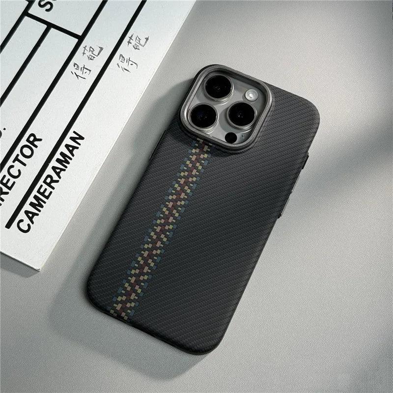 Carbon fiber MagSafe case with slim design and magnetic charging compatibility for iPhone - Gadgets Bolt