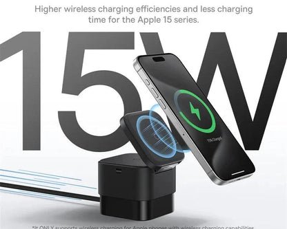 25W 2-in-1 magnetic wireless charger for iPhone and AirPods with fast charging support - Gadgets Bolt