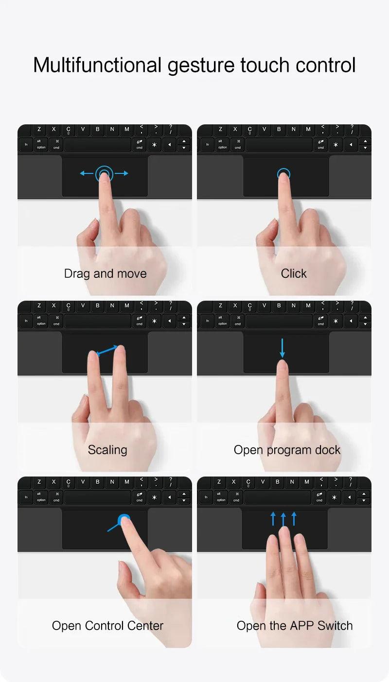 Magic Keyboard for iPad with backlit keys, multi-touch trackpad, and floating design - Gadgets Bolt