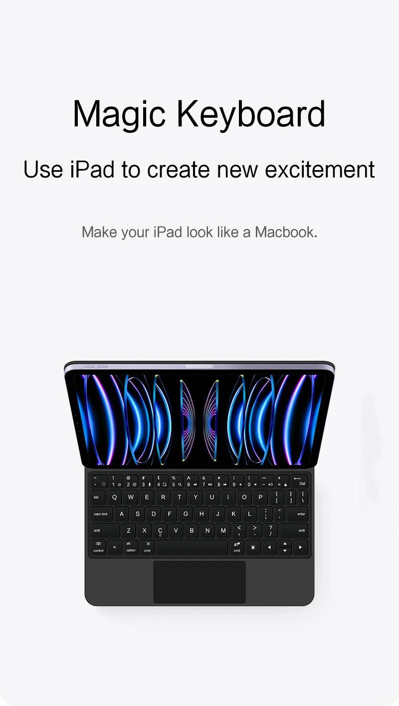 Magic Keyboard for iPad with backlit keys, multi-touch trackpad, and floating design - Gadgets Bolt