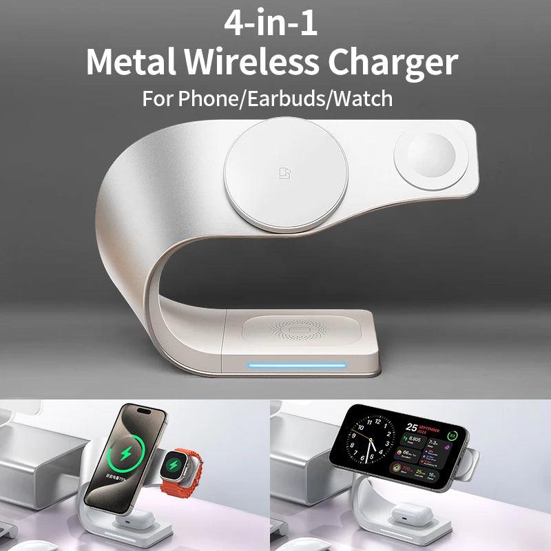 4-in-1 wireless charger for iPhone, AirPods, Apple Watch, and other devices - Gadgets Bolt